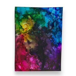 Rainbow smoke 12x9.5 abstract art by Artist  lioness Healing Arts